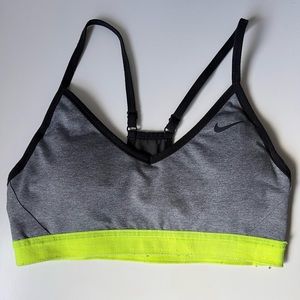 Nike Gray & Neon Yellow Sports Bra
